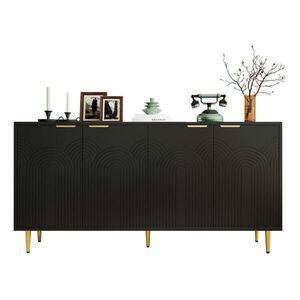 OKWISH KOMODA 160/40/80 cm čierna so 4 dverami a nastaviteľnými policami z MDF a drevotriesky vyobraziť