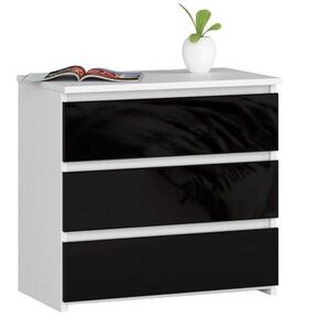 RAUMHIRSCH FURNITURE KOMODA Biela, Čierna lesklá 57/60/35 vyobraziť