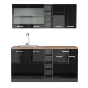 Vicco JEDNOLÔŽKOVÁ KUCHYŇA R-Line Čierny vysoký lesk/antracit 160 cm , AP Oak vyobraziť