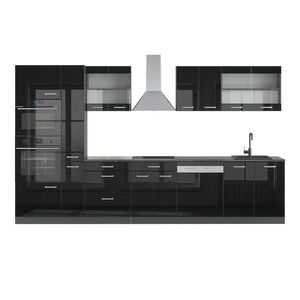 Vicco KUCHYNSKÁ LINKA R-Line Čierny vysoký lesk/antracit 350 cm s vysokou skrinkou, AP antracit vyobraziť