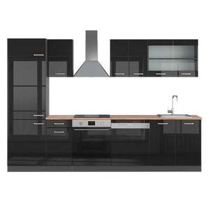 Vicco KUCHYNSKÝ KÚT R-Line Čierny vysoký lesk/antracit 300 cm , AP Oak vyobraziť