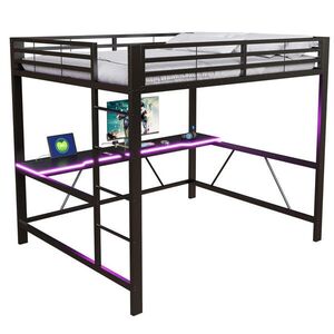 STILVORA VYSOKÁ POSTEĽ 160/200 cm čierna so stolom, LED a USB, herný dizajn vyobraziť