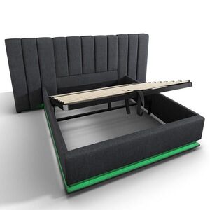 STILVORA ČALÚNENÁ POSTEĽ 180/200 cm Sivá s úložným priestorom, LED a USB Ľan vyobraziť