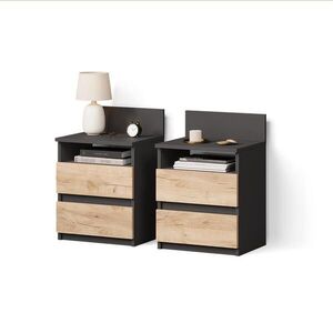 Livinity® NOČNÝ STOLÍK Roya, antracitová/Dub Goldkraft, Súprava 2 vyobraziť