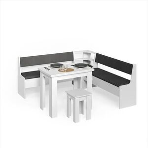 Livinity® ROHOVÁ LAVICOVÁ SKUPINA Tiberio biely 210 x 210 cm so stolom vyobraziť