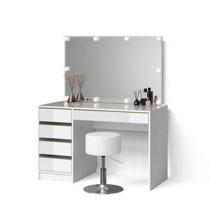 Livinity® TOALETNÝ STOLÍK Imola, biely/zlato, so zrkadlom, LED svetelnou reťazou a taburetkou vyobraziť