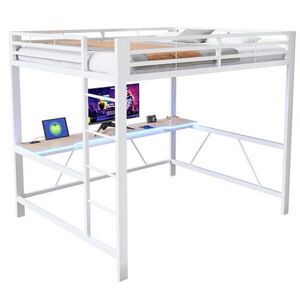 STILVORA VYSOKÁ POSTEĽ 160/200 cm biela so stolom, LED a USB vyobraziť