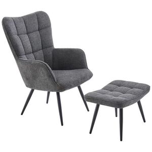 Ti'me RELAXAČNÉ KRESLO S PODNOŽKOU, kov, textil, tmavosivá vyobraziť