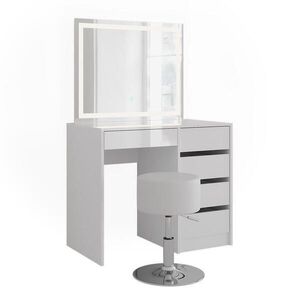 Vicco TOALETNÝ STOLÍK Sherry, biely/Biely vysoký lesk, 89.8 cm so zrkadlom LED a stoličkou vyobraziť