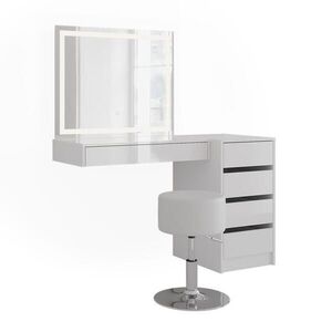 Vicco TOALETNÝ STOLÍK Sherry, biely/Biely vysoký lesk, 120.2 cm s LED zrkadlom, taburetkou a zásuvkovou skrinkou vyobraziť