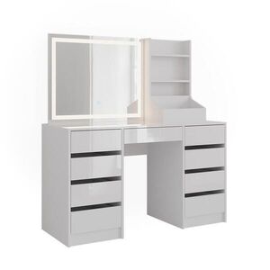 Vicco TOALETNÝ STOLÍK Sherry, biely/Biely vysoký lesk, 128.2 cm so zrkadlom LED vyobraziť