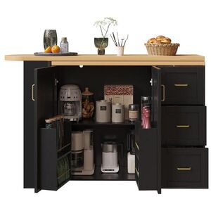 Modfu BAROVÝ vozík z MDF a kovu 135x39x104 cm čierny, rozkladací na kolieskach s úložným priestorom vyobraziť