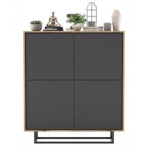 Meble Lindner KOMODA Apollo 4D dub Wotan / grafit matný 113 cm s kovovým rámom vyobraziť