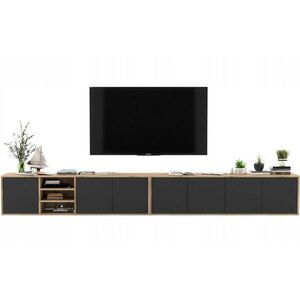 Meble Lindner SET 2 TV stolíkov Apollo dub Wotan / čierna matná 300 cm vyobraziť
