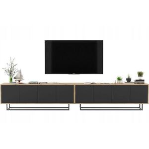 Meble Lindner SET 2 TV stolíkov Apollo2 dub Wotan / čierna matná 300 cm s kovovým rámom vyobraziť