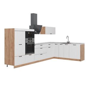 Vicco ROHOVÁ KUCHYŇA Fame-Line, Biely vidiecky dom/Dub Goldkraft, 347 x 207 cm, AP Marble vyobraziť