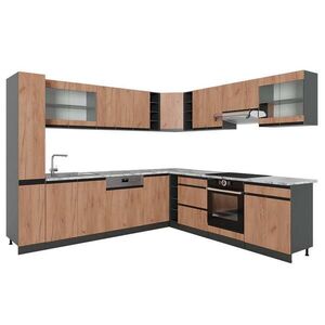 Vicco ROHOVÁ KUCHYŇA R-Line, Dub Goldkraft/antracitová, 277 x 257 cm Tvar J, AP Marble vyobraziť