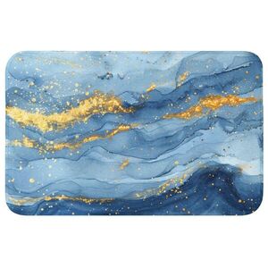OnlyWow PREDLOŽKA PRED WC Akvarel - modrá - umenie - zlatá - luxusná - moderná 80x50 cm vyobraziť