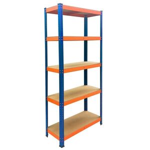 Relaxdays REGÁL modrá oranžová 5 políc kov 180 cm vyobraziť