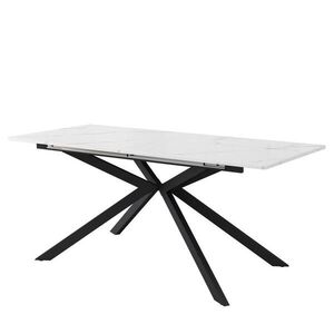 Redom JEDÁLENSKÝ stôl 150/70/75, 5 cm rozkladací na 180 cm, MDF s krížovou podnožou a mramorovým dekorom, Čierna/Biela vyobraziť