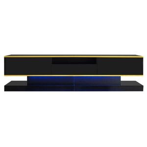 Redom NÍZKA komoda 180/38/45 cm s LED osvetlením, 3 zásuvkami a vysokým leskom, Čierna/Zlatá vyobraziť
