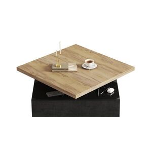 OKWISH KONFERENČNÝ stolík 70/70/36 cm čierny a orechový z drevotriesky s 360° otočnou doskou a zásuvkou vyobraziť
