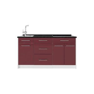 Vicco KUCHYNSKÝ BLOK Fame-Line, Bordeaux vysoký lesk/biely, 150 cm antrasiitti työtaso vyobraziť