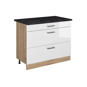 Vicco KUCHYNSKÁ SPODNÁ SKRINKA R-Line, Biely vysoký lesk/Dub Goldkraft, 100 cm antrasiitti työtaso vyobraziť