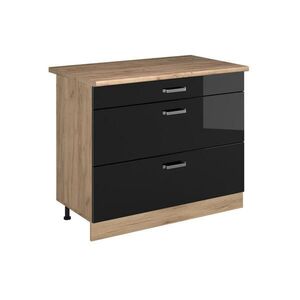 Vicco KUCHYNSKÁ SPODNÁ SKRINKA R-Line, Čierny vysoký lesk/Dub Goldkraft, 100 cm Goldkraft tammi työtaso vyobraziť