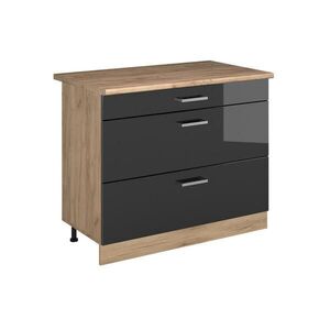 Vicco KUCHYNSKÁ SPODNÁ SKRINKA R-Line, Antracit vysoký lesk/Dub Goldkraft, 100 cm Goldkraft tammi työtaso vyobraziť