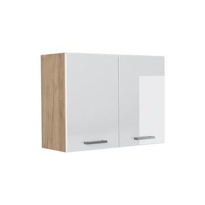 Vicco KUCHYNSKÁ SKLENENÁ SKRINKA R-Line, Biely vysoký lesk/Dub Goldkraft, 80 cm vyobraziť