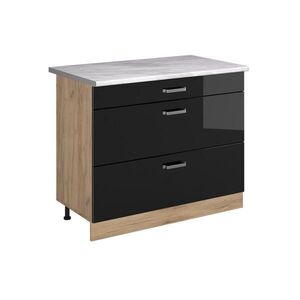 Vicco KUCHYNSKÁ SPODNÁ SKRINKA R-Line, Čierny vysoký lesk/Dub Goldkraft, 100 cm Marmori työtaso vyobraziť