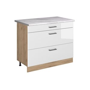 Vicco KUCHYNSKÁ SPODNÁ SKRINKA R-Line, Biely vysoký lesk/Dub Goldkraft, 100 cm Marmori työtaso vyobraziť