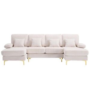 POHOVKA V TVARE U 265/135/88 cm Béžová vyobraziť