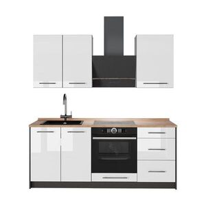 Vicco SAMOSTATNÁ KUCHYŇA Fame-Line, Biely vysoký lesk/antracitová, 190 cm, AP Oak vyobraziť