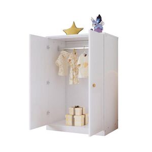 OKWISH ŠATNÍK 80/50/120 cm biely z MDF s 2 dverami a tyčou na šaty vyobraziť