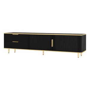 OKWISH TV skrinka 170/37/45 cm čierna so zlatými detailmi s úložným priestorom z MDF a drevotriesky vyobraziť