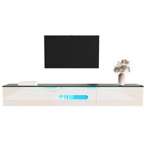 OKWISH TV stolík 180/35/30 cm čierno-biely s LED osvetlením na stenu aj podlahu z MDF a drevotriesky vyobraziť