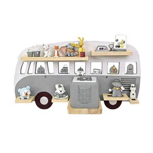 Relaxdays POLICA sivá v tvare autobusu na 25 audio figúrok MDF borovica vyobraziť