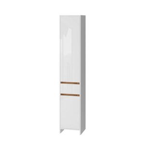 Vicco KÚPEĽŇOVÁ SKRINKA Detmold Biely vysoký lesk/dub Goldkraft 35 x 190 cm s 2 dvierkami a jednou zásuvkou vyobraziť