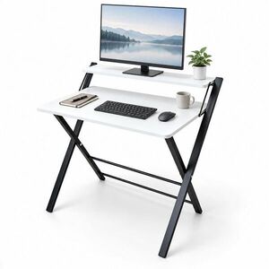 Relaxdays PÍSACÍ STÔL Čierny skladací s nadstavcom na monitor 70x56 cm vyobraziť