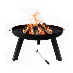 Relaxdays OHNISKO Čierne oceľové s kutáčom 64 cm vyobraziť