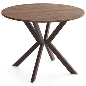 WFL GROUP OKRUHLY Rozkladaci Jedalensky Stol - Loft Styl s Kovovymi Nohami - 120 az 200 cm - Industrialny Stol - Orech Hnedy - 120 cm vyobraziť