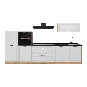 Vicco KUCHYNKA R-Line, Biely vidiecky dom/Dub Goldkraft, 340 cm antrasiitti työtaso vyobraziť