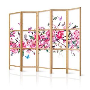 Muralo PARAVÁN Japonský 5-dielny 225x172 cm Farebné Kvety vyobraziť