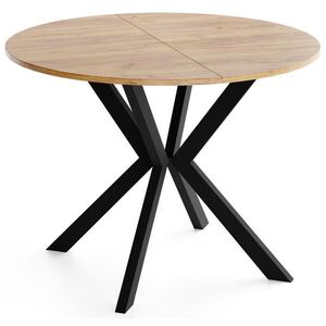 WFL GROUP OKRUHLY Rozkladaci Jedalensky Stol - Loft Styl s Kovovymi Nohami - 120 az 200 cm - Industrialny Stol - Craft dub - 120 cm vyobraziť
