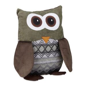 Relaxdays ZARÁŽKA hnedá sova polyester s pieskovou výplňou 24 cm vyobraziť