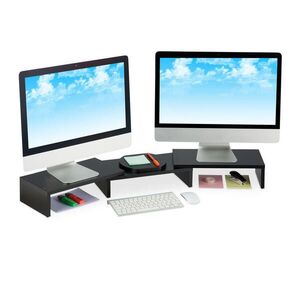 Relaxdays PODSTAVEC Čierny pre 2 monitory nastaviteľný MDF 104 cm vyobraziť