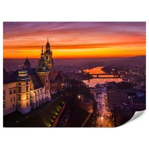 Muralo FOTOTAPETA Vliesová pre Obývačku Západ Slnka Wawelský Hrad Architektúra Mesto 200x140 vyobraziť