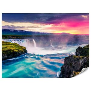 Muralo FOTOTAPETA Vliesová pre Jedáleň Vodopád Goðafoss Západ Slnka Príroda 200x140 vyobraziť